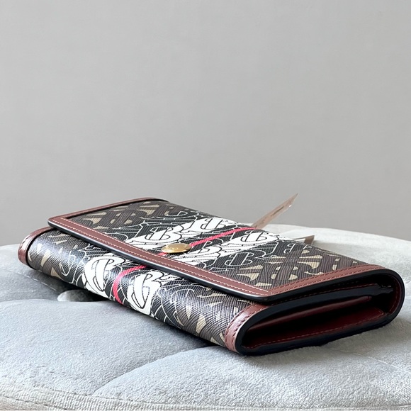 Burberry E-Canvas TB Monogram Stripe Continental Wallet In Bridle Brown - Picture 6 of 14